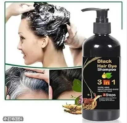 Herbal 3in1 Hair Dye Instant Black Hair Shampoo for Women  Men  (300 ml)-thumb0