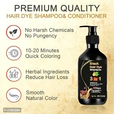 Herbal 3in1 Hair Dye Instant Black Hair Shampoo for Women  Men  (300 ml)-thumb3