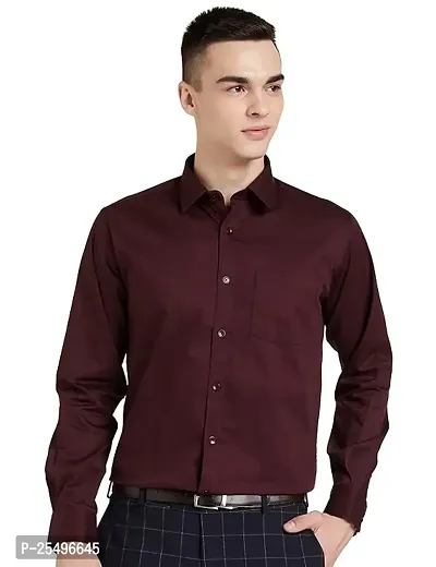 Reliable Maroon Cotton Solid Long Sleeves Formal Shirt For Men, Pack Of 1