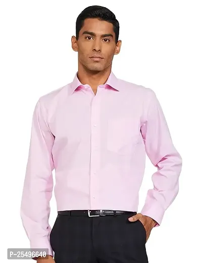 Reliable Pink Cotton Solid Long Sleeves Formal Shirt For Men, Pack Of 1