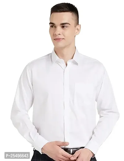 Reliable White Cotton Solid Long Sleeves Formal Shirt For Men, Pack Of 1