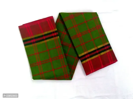 Beautiful Cotton Checked Saree With Blouse Piece-thumb3