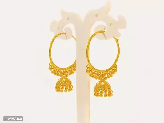 Traditional Golden Brass Jhumkas Earrings For Women-thumb0