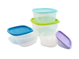 Polypropylene transparent Container Set of 4Pc Set (Square) Kitchen Container Set of 4 Square Container Multi Color Square Containers-thumb2