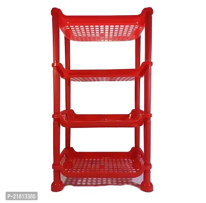 Auri 4 Layer Plastic Rack for Kitchen, Living Room | Red | Medium Size-thumb0