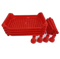 Auri 4 Layer Plastic Rack for Kitchen, Living Room | Red | Medium Size-thumb2