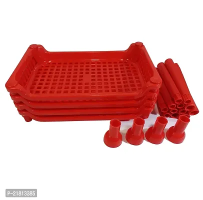 Auri 4 Layer Plastic Rack for Kitchen, Living Room | Red | Medium Size-thumb3