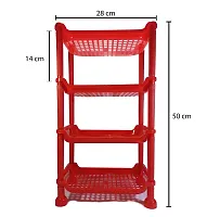 Auri 4 Layer Plastic Rack for Kitchen, Living Room | Red | Medium Size-thumb3