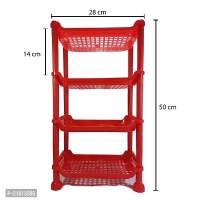 Auri 4 Layer Plastic Rack for Kitchen, Living Room | Red | Medium Size-thumb4