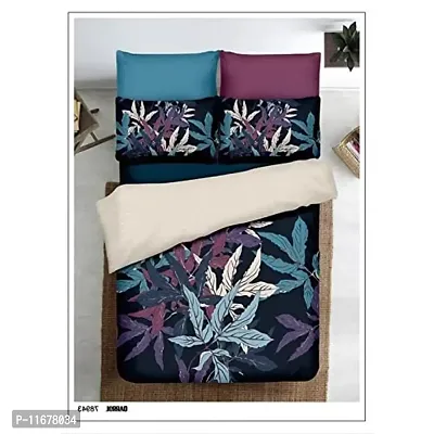 Amvy Creation 180TC Printed Glace Cotton Double Bedsheet with 2 Pillow Covers (Multicolour, Size 90 x 100 Inch)