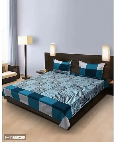 Amvy Creation 144TC 3D Printed Polycotton Double Bedsheet with 2 Pillow Covers (Multicolour, Size 87 x 87 Inch)