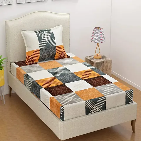 Glace Cotton Printed Flat Single Bedsheets