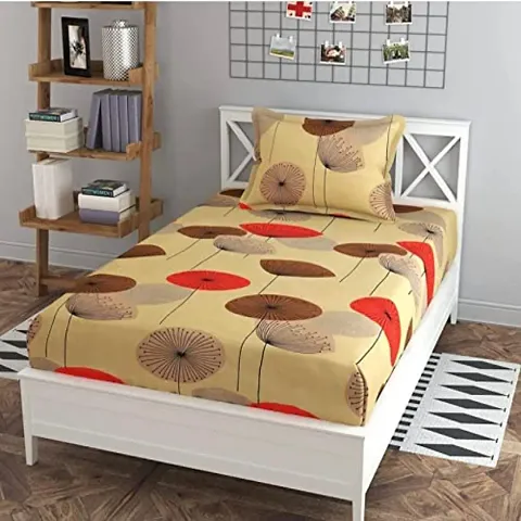 Glace Cotton Printed Flat Single Bedsheets