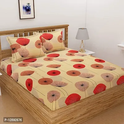 New Trendy Glace Cotton Flat Double Bedsheet with 2 Pillow Covers