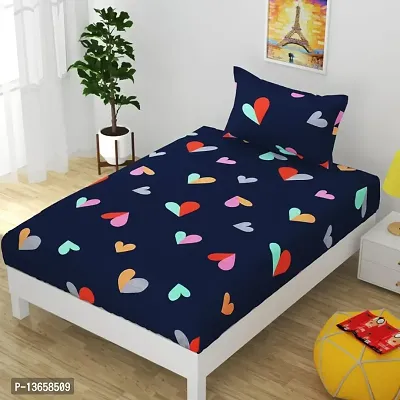 Amvy Creation 160 TC Prime Collection Glace Cotton Printed Flat Single Bedsheet with 1 Pillow Cover