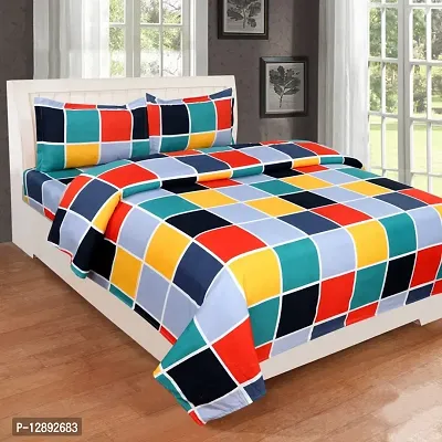 New Trendy Glace Cotton Flat Double Bedsheet with 2 Pillow Covers