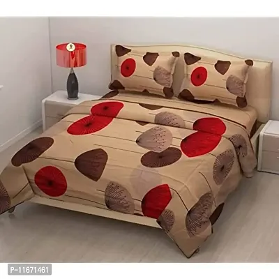 Amvy Creation Prime Collection 160 TC Supersoft Glace Cotton Double Bedsheet with 2 Pillow Covers (Multicolour, 90x90 Inch) - Beige Red Crackers 2 - Gold-M-thumb0