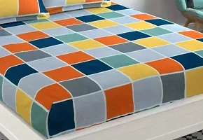 Amvy Creation Prime Collection 160TC Glace Cotton Supersoft Double Bedsheet with 2 Pillow Covers (Multicolour, 90x90 Inch) - Coloured Checks2-Gold-M-thumb1