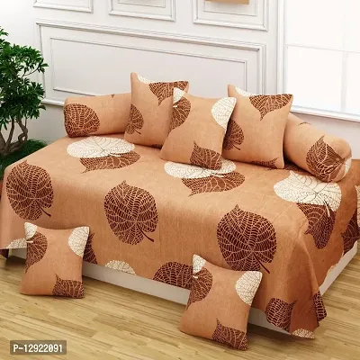 Amvy Creation Supersoft Glace Cotton 8Pc Diwan Set (1 Single Bedsheet + 2 Bolster Covers + 5 Cushion Covers)-thumb0