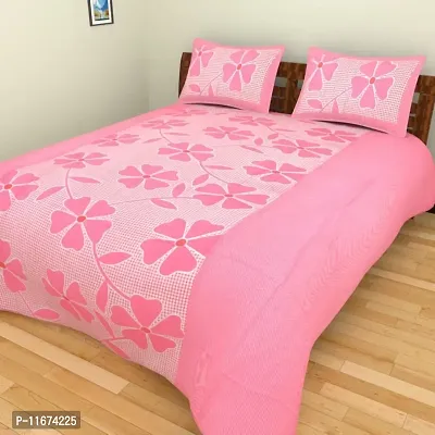 Amvy Creation 144TC 3D Printed Polycotton Double Bedsheet with 2 Pillow Covers (Multicolour, Size 87 x 87 Inch)-thumb0