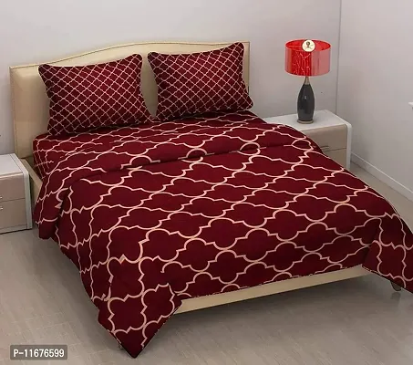 Amvy Creation Prime Collection 160 TC Supersoft Glace Cotton Double Bedsheet with 2 Pillow Covers (Multicolour, 90x90 Inch) - Maroon Ring Damaas 2 - Gold-thumb0