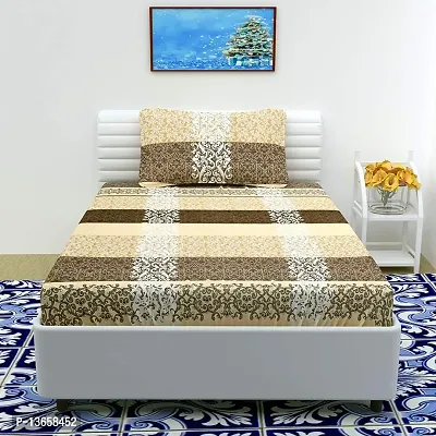 Amvy Creation 160 TC Prime Collection Glace Cotton Printed Flat Single Bedsheet with 1 Pillow Cover