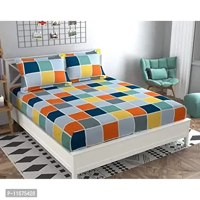 Amvy Creation 160TC Supersoft Glace Cotton Double Bedsheet with 2 Pillow Covers (Multicolour, Size 90 x 90 Inch)
