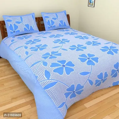 Amvy Creation 144 TC Polycotton 3D Printed Double Bedsheet with 2 Pillow Covers (Multicolour, Size 87 x 87 Inch)