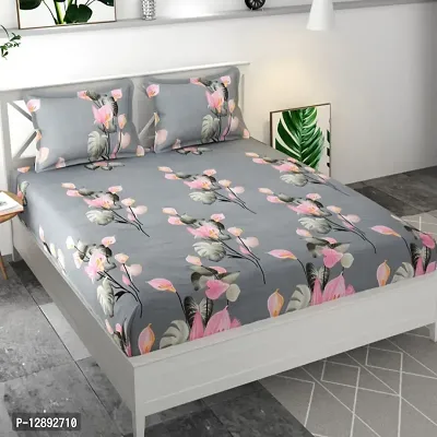 New Trendy Glace Cotton Flat Double Bedsheet with 2 Pillow Covers-thumb0
