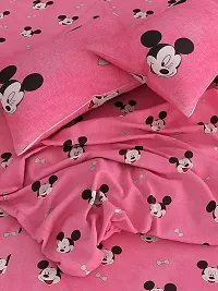 Amvy Creation Prime Collection 160TC Glace Cotton Supersoft Double Bedsheet with 2 Pillow Covers (Multicolour, 90x90 Inch) - Pink Mickey2-Gold-M-thumb4