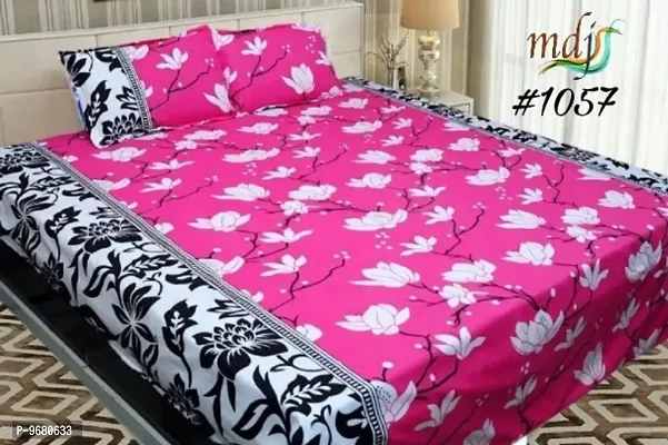 3D - 144TC 3D Printed Polycotton Double Bedsheet with 2 Pillow Covers (Multicolour) 87 x 87 Inch-thumb0