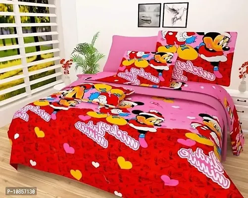 144TC 3D Printed Polycotton Double Bedsheet with 2 Pillow Covers (Multicolour) 87 x 87 Inch-thumb0