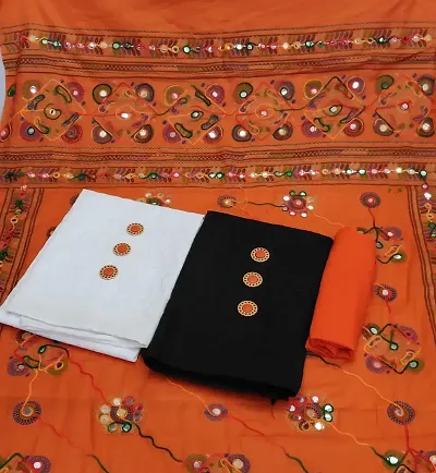 Beautiful Cotton Self Pattern Dress Material with Dupatta Combo