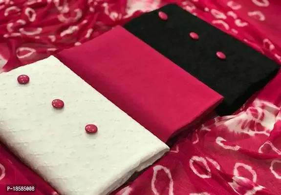Elegant  Cotton Self Design Dress Material with Dupatta For Women