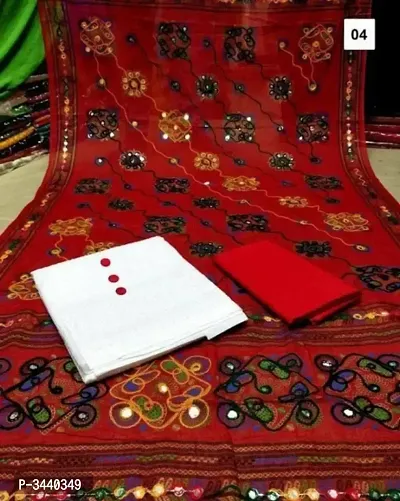 Stylish Cotton Chikankari Work Dress Material With Dupatta