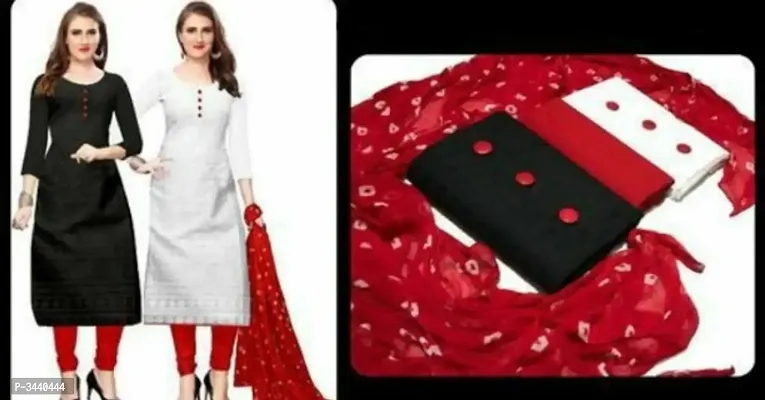 Trendy Cotton Chikankari Work 2 Tops Dress Material With Dupatta-thumb0