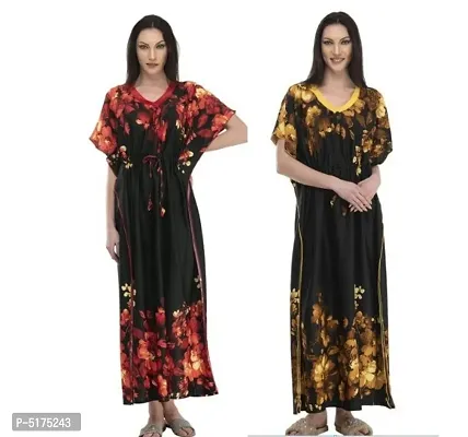 Stylish Floral Print Kaftan Nighty/Night Gown (Set Of 2 )-thumb0