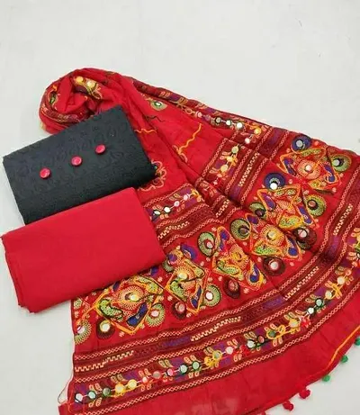 Chikankari Top With Kutch Work Dupatta Trendy Dress Material