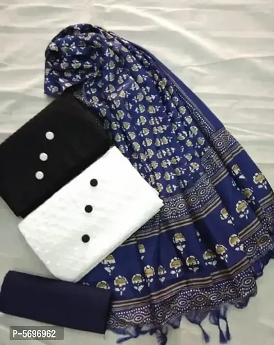 Women's Cotton 2 Tops Dress Material with Dupatta