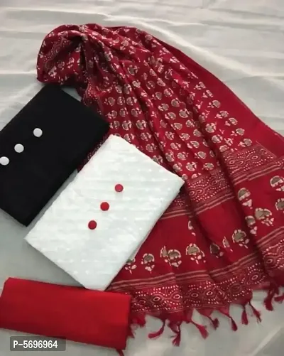 Women's Cotton 2 Tops Dress Material with Dupatta