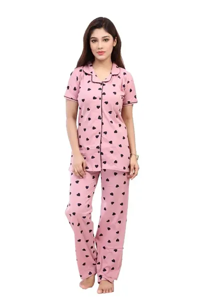 Ldhsati Women Girls Rayon Cotton Printed Top Pyjama Night Suit