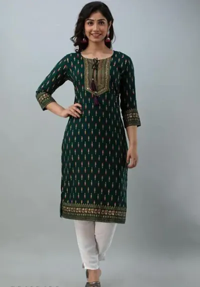 Fancy Rayon Printed Kurta And Palazzo Set