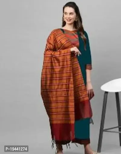 Stylish Women  Rayon Cotton Kurta, Bottom and Dupatta Set-thumb0