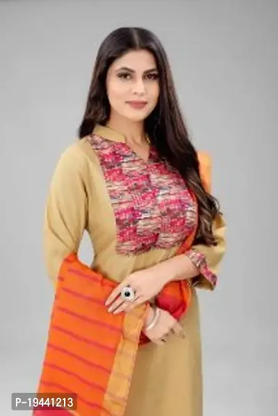 Stylish Women  Rayon Cotton Kurta, Bottom and Dupatta Set