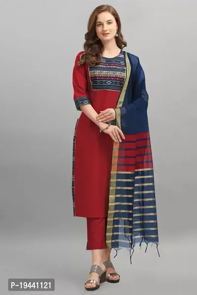 Stylish Women  Rayon Cotton Kurta, Bottom and Dupatta Set