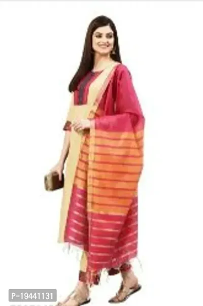 Stylish Women  Rayon Cotton Kurta, Bottom and Dupatta Set