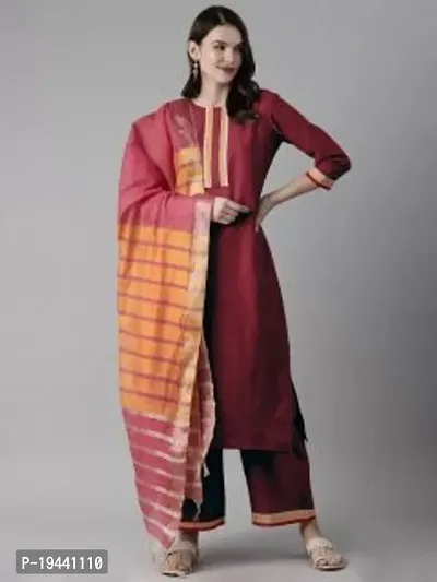 Stylish Women  Rayon Cotton Kurta, Bottom and Dupatta Set