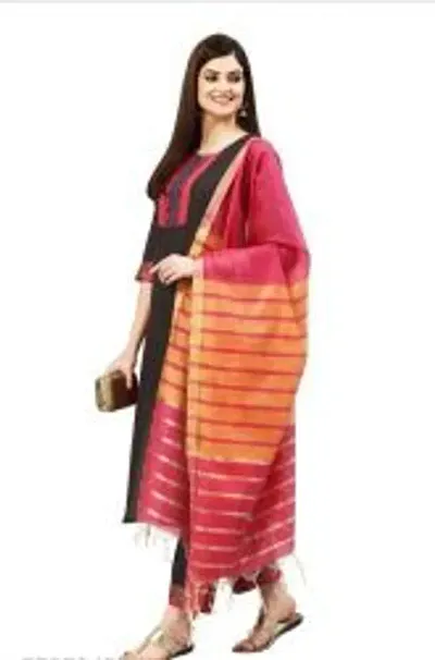 Stylish Viscose Rayon Kurta, Bottom And Dupatta Set