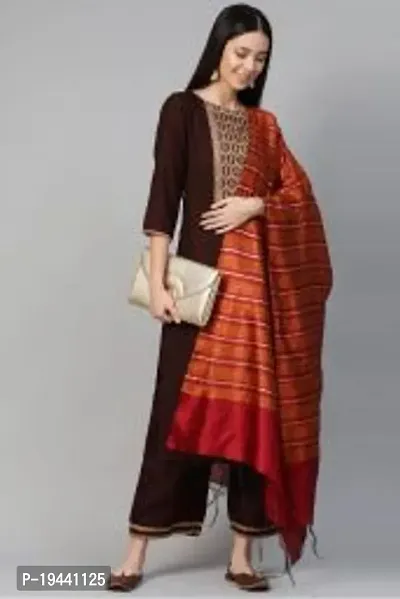 Stylish Women  Rayon Cotton Kurta, Bottom and Dupatta Set