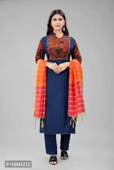 Stylish Women  Rayon Cotton Kurta, Bottom and Dupatta Set